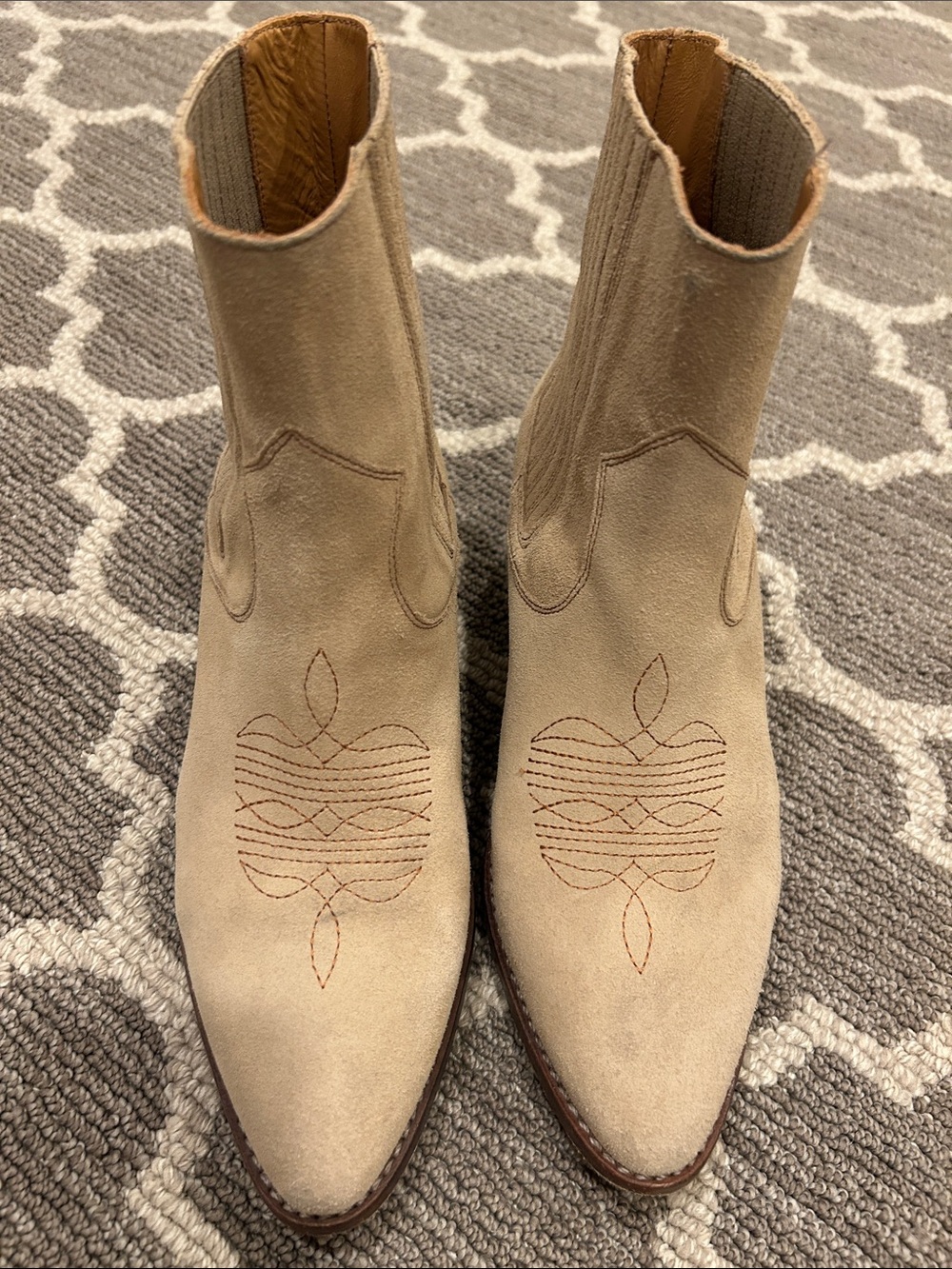 Zadig & Voltaire Beige Suede Western Ankle Boots